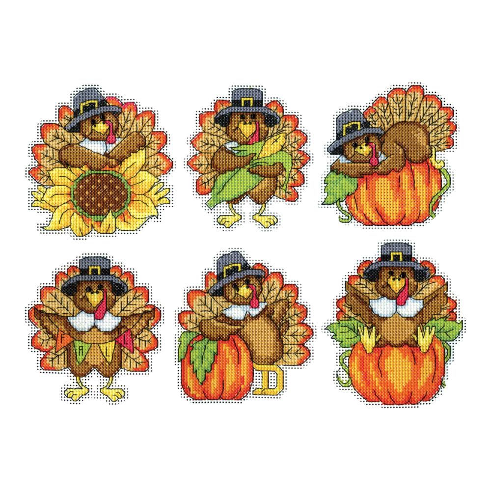DIY Design Works Thanksgiving Turkeys Plastic Canvas Ornament Kit