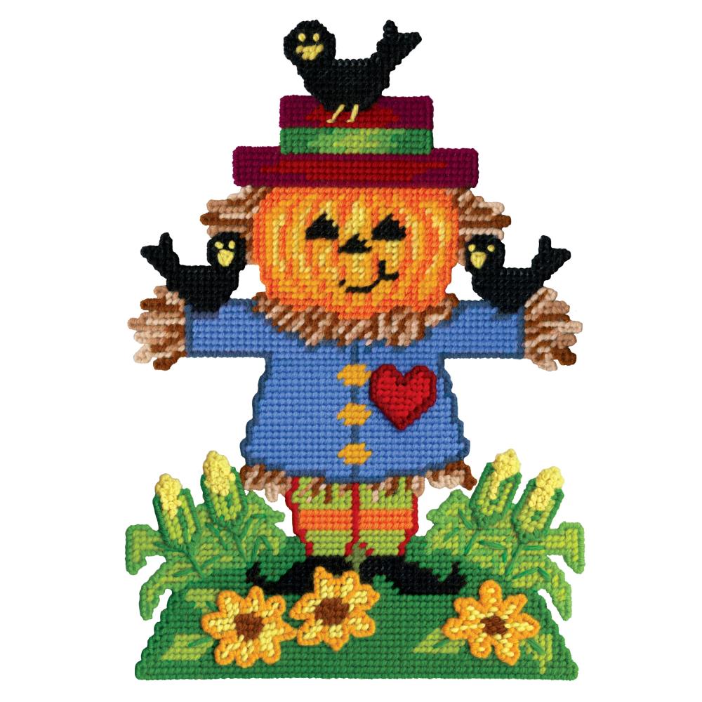 DIY Design Works Scarecrow Pumpkin Halloween Plastic Canvas Kit