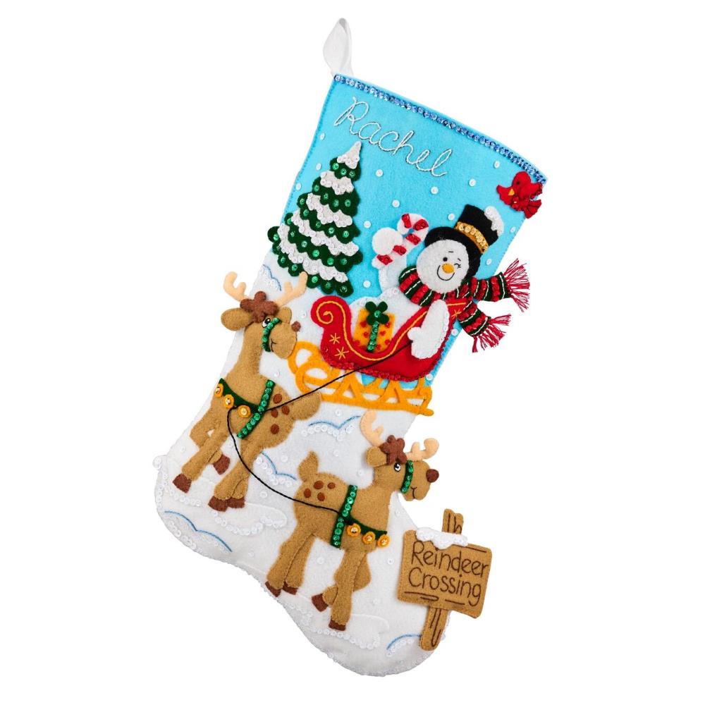 DIY Bucilla Gnomes on the Go Sledding Christmas Felt Stocking Kit 89793