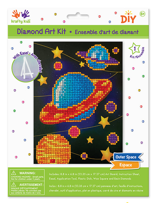 DIY Krafty Kids Outer Space Diamond Art w/Easel Craft Kit