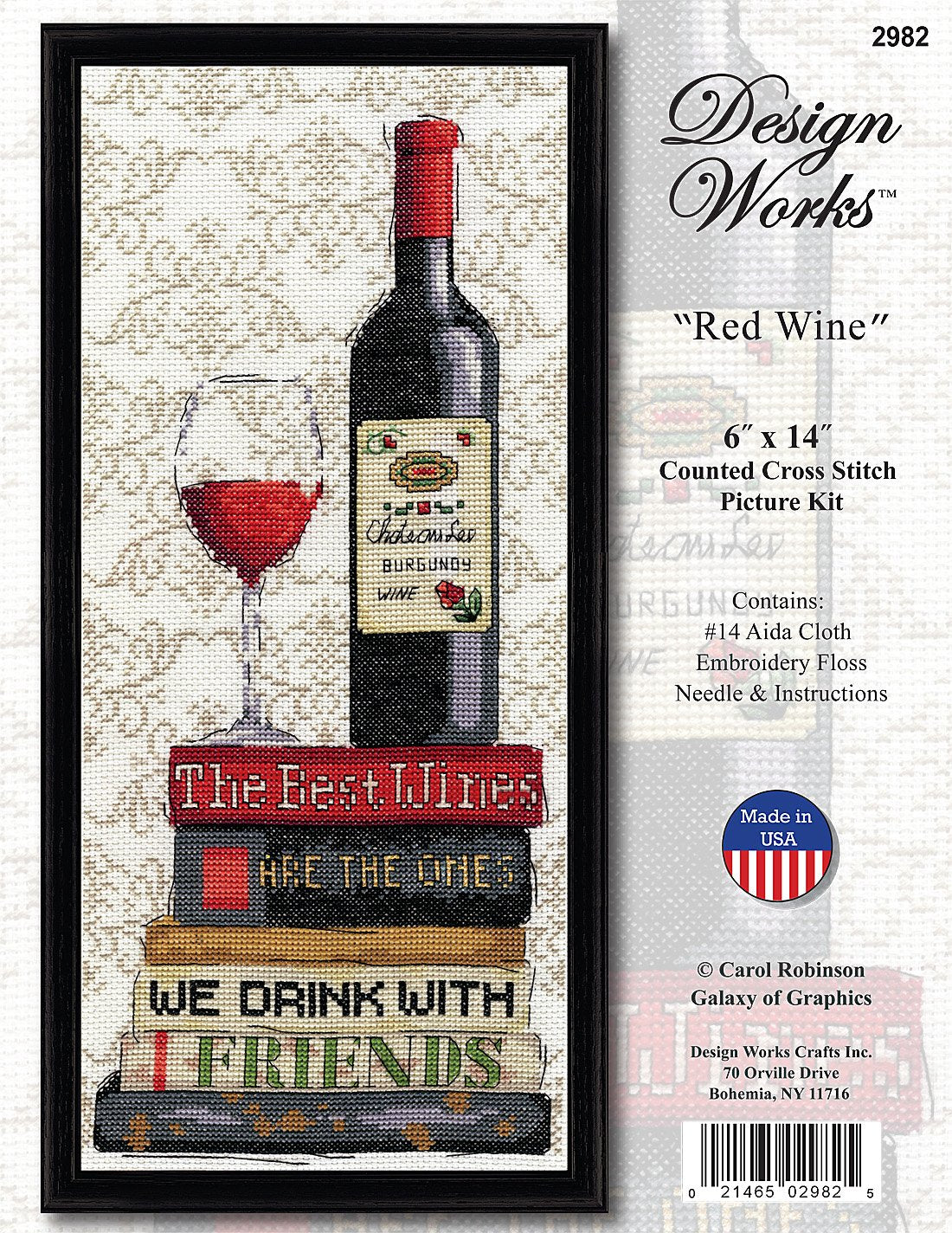DIY Design Works Red Wine Bottle Counted Cross Stitch Kit 6x14
