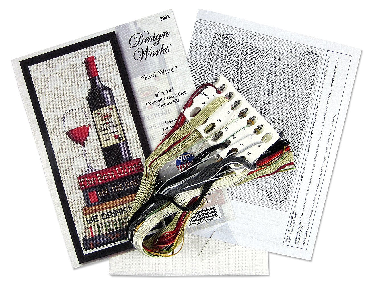 DIY Design Works Red Wine Bottle Counted Cross Stitch Kit 6x14