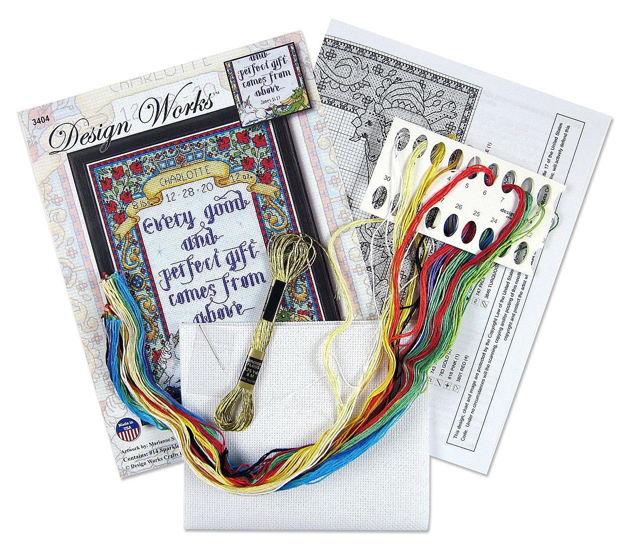 DIY Design Works Regal Birth Record Unicorn Verse Counted Cross Stitch Kit 8x10