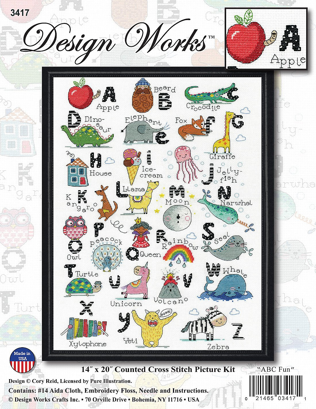 DIY Design Works Baby ABC Fun Animals Counted Cross Stitch Kit 14x20