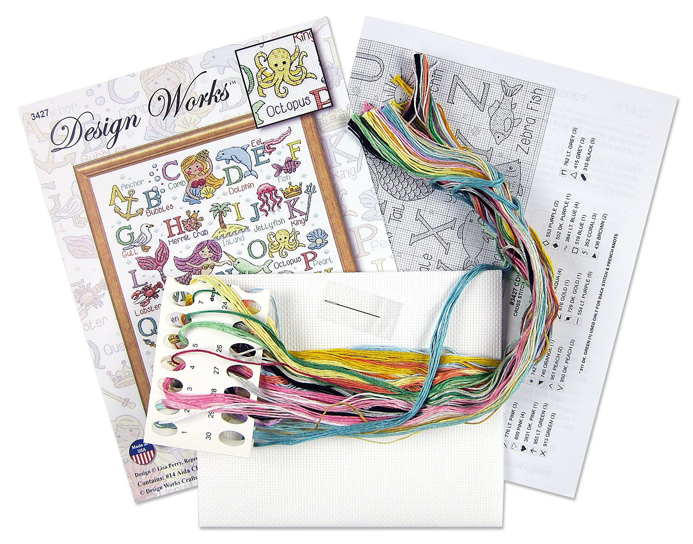 DIY Design Works Mermaid ABC Baby Counted Cross Stitch Kit 12x16