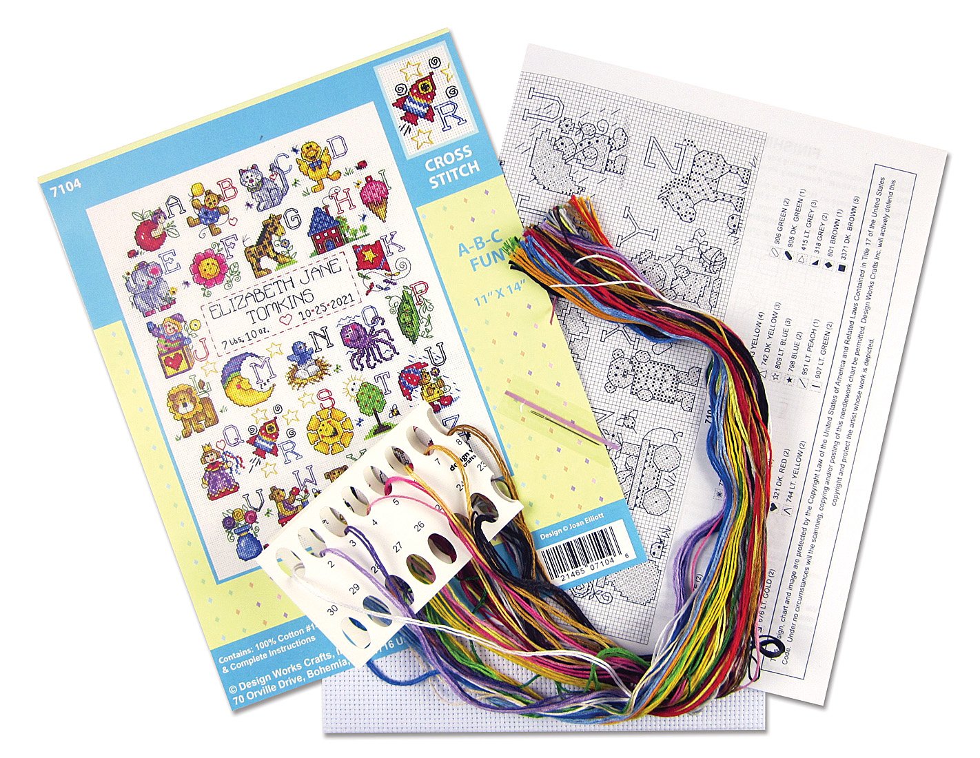 DIY Design Works ABC Fun Baby Birth Record Counted Cross Stitch Kit 11x14