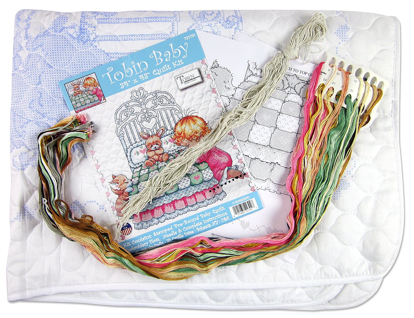 DIY Design Works Bedtime Payer Girl Baby Crib Cover Quilt Stamped Cross Stitch Kit