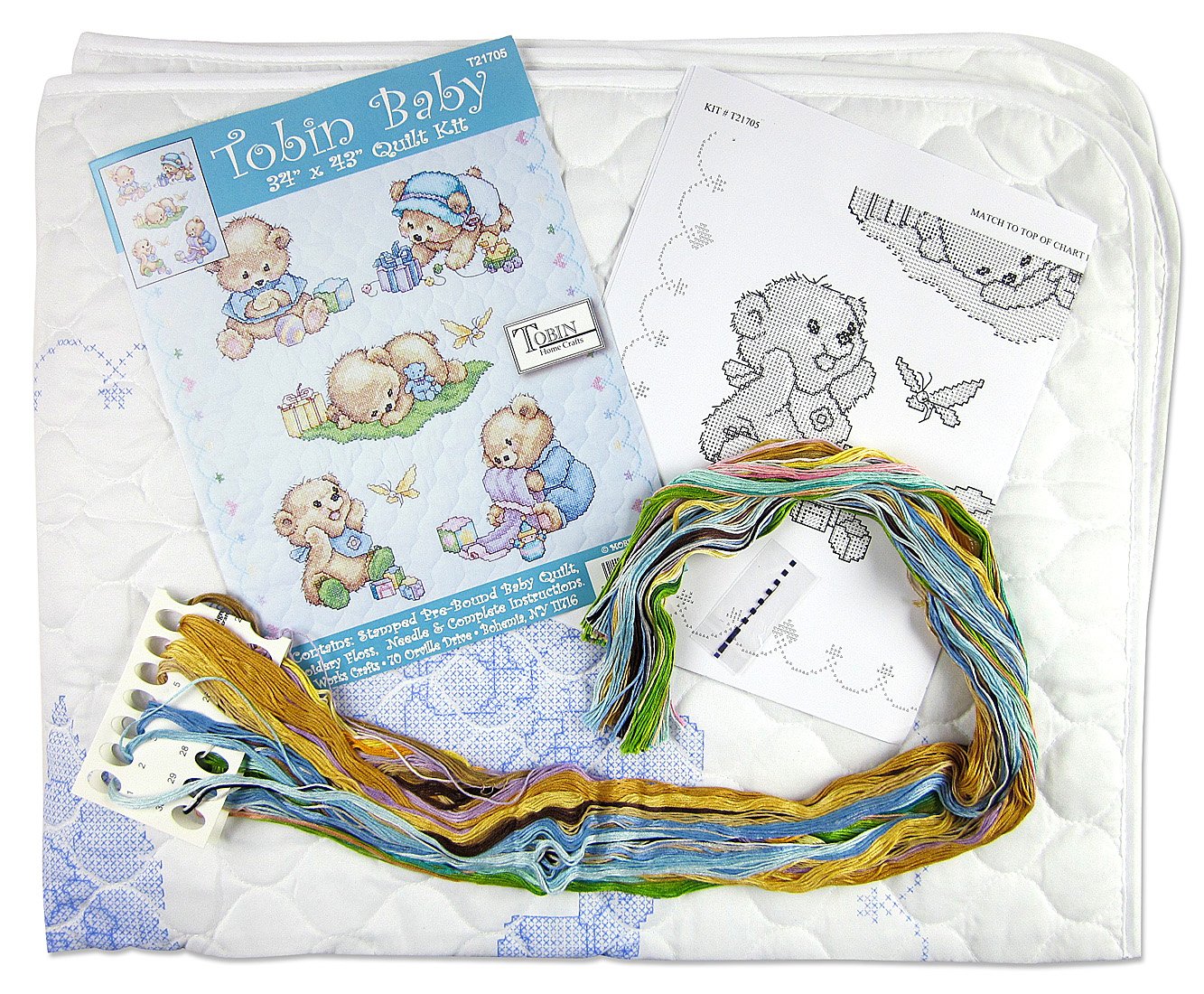 DIY Design Works Baby Bears Crib Cover Quilt Stamped Cross Stitch Kit