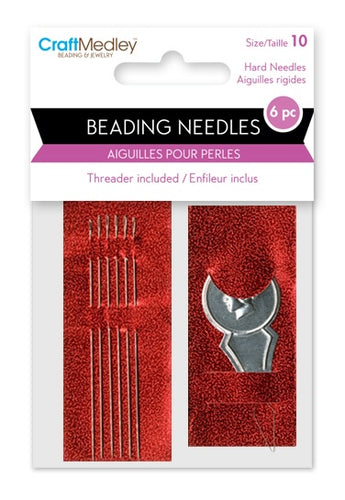 Craft Medley Sewing Beading Needles - Size 10 - 6pk with Threader