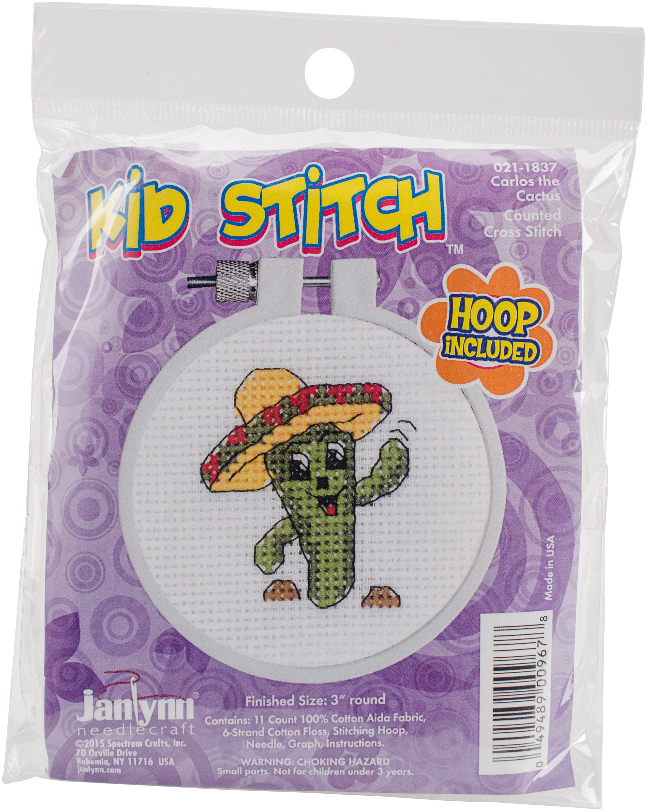 DIY Janlynn Cactus Kids Stitch Beginner Mini Counted Cross Stitch Kit