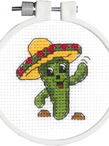 DIY Janlynn Cactus Kids Stitch Beginner Mini Counted Cross Stitch Kit