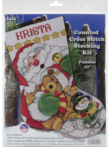 DIY Design Works Santa Friends Christmas Counted Cross Stitch Stocking Kit 5414