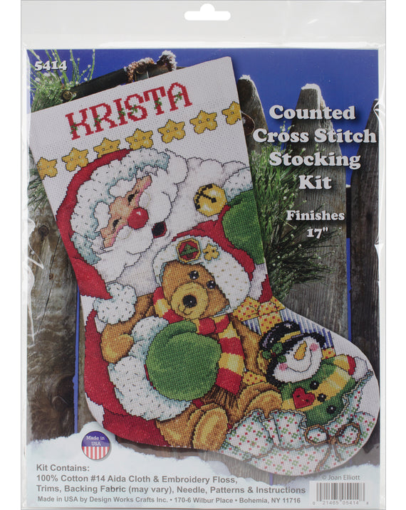 DIY Design Works Santa Friends Christmas Counted Cross Stitch Stocking Kit 5414