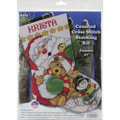 DIY Design Works Santa Friends Christmas Counted Cross Stitch Stocking Kit 5414