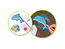 Load image into Gallery viewer, DIY Krafty Kids Dolphin Diamond Art Keychain Facet Bead Craft Kit