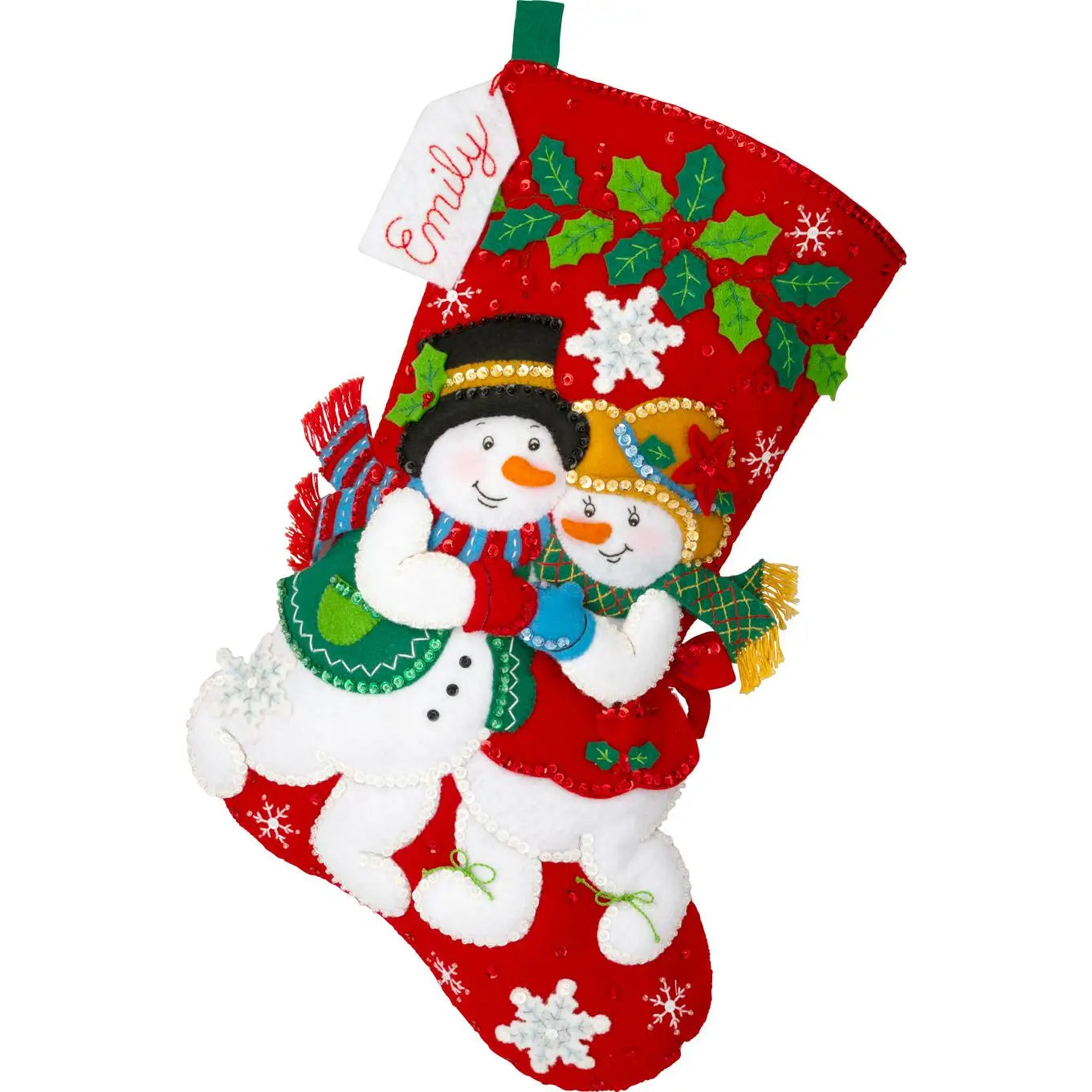 DIY Bucilla Snowy Sweethearts Snowman Couple Christmas Felt Stocking Kit