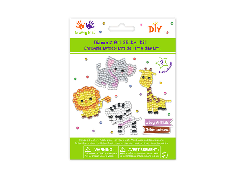 DIY Krafty Kids Baby Animals Diamond Art Sticker Facet Bead Craft Kit