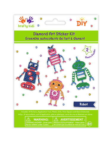 DIY Krafty Kids Robot Diamond Art Sticker Facet Bead Craft Kit