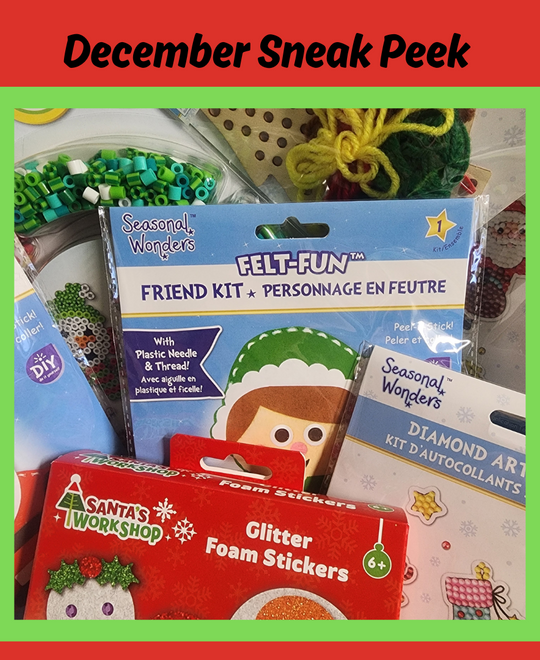 Kids Level 1 - Stamped Cross Stitch & Simple Felt - Craft Subscription Box (Recommended Age 6+)