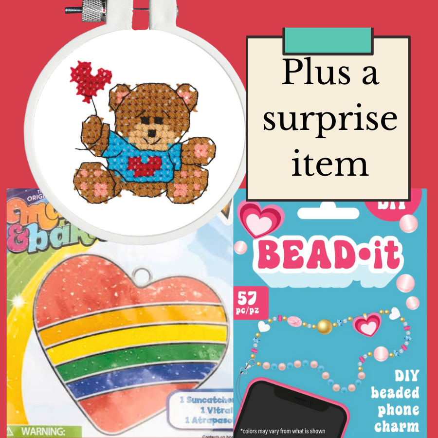 Kids Level 1 - Stamped Cross Stitch & Simple Felt - Craft Subscription Box (Recommended Age 6+)