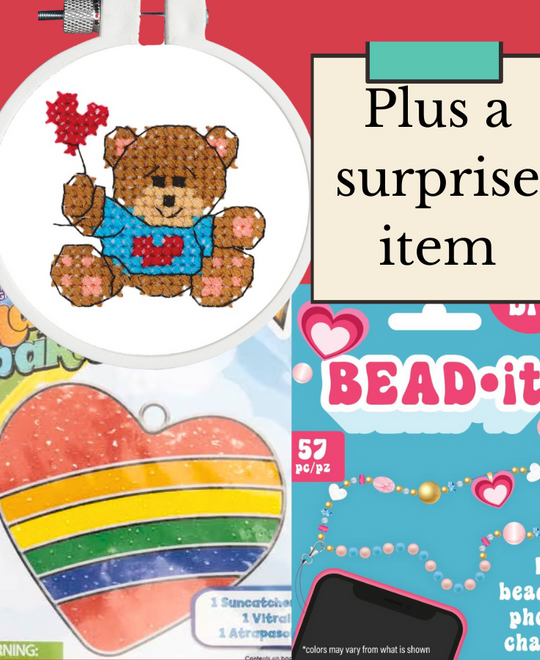 Kids Level 1 - Stamped Cross Stitch & Simple Felt - Craft Subscription Box (Recommended Age 6+)