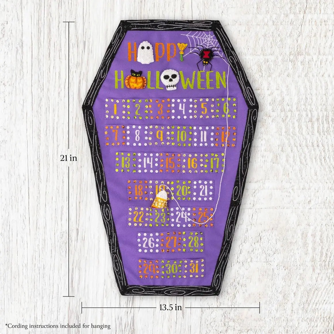 DIY Bucilla Halloween Countdown Coffin Felt Calendar Kit 89728