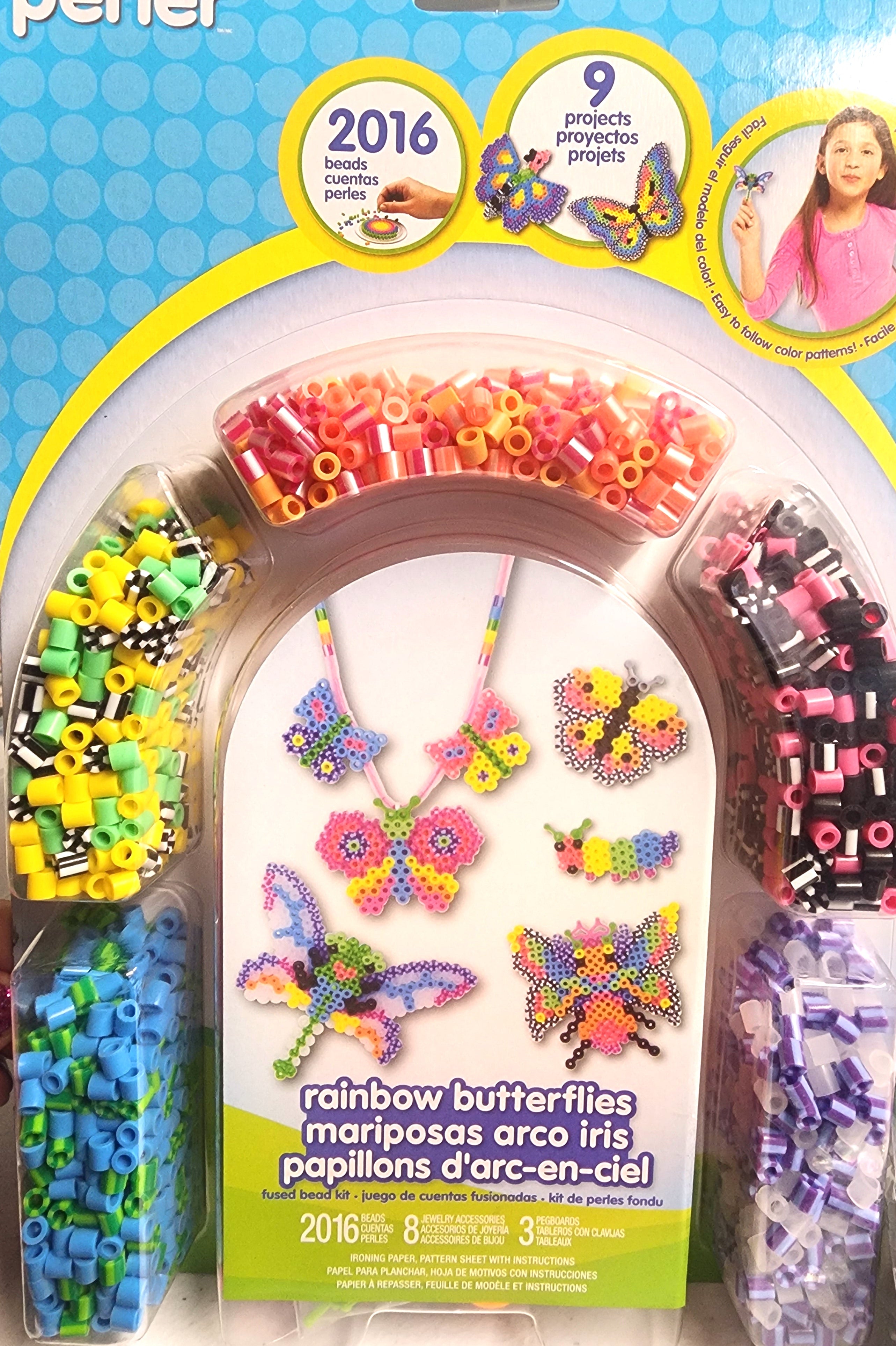 DIY Perler Rainbow Butterflies Kids Fused Bead Ironing Craft Kit
