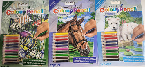 DIY Fish Dog Horse Kids Color by Number Craft Kit Bundle Lot