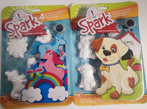 DIY Spark Puppy Unicorn Kids Plaster Magnets Painting Kit Bundle Lot
