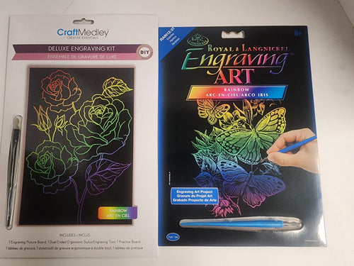 DIY Lg Rainbow Butterflies Flowers Kids Engraving Art Craft Kit Bundle Lot