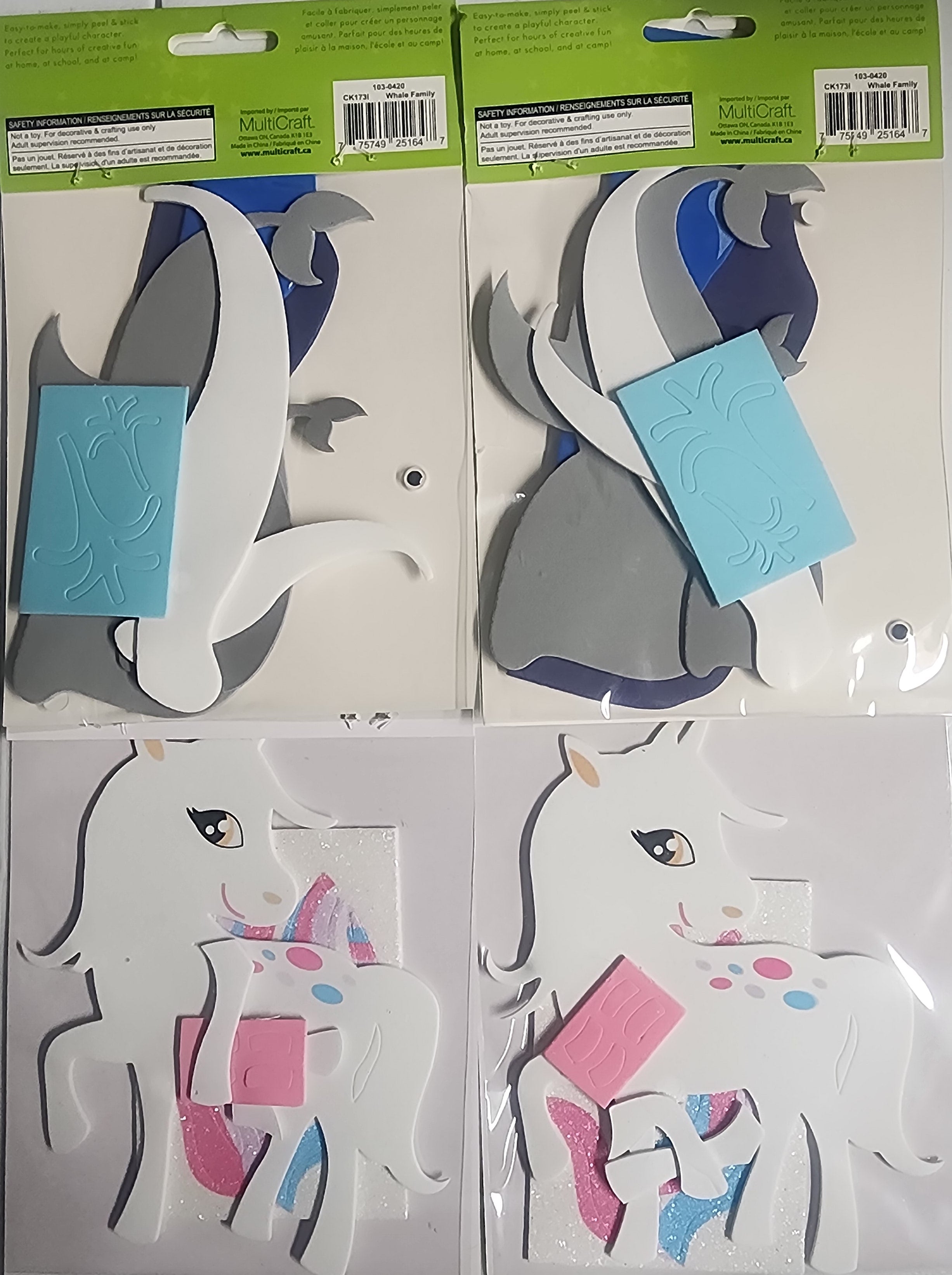 DIY Unicorn Whale Kids Foam Art Craft Kit Bundle Lot