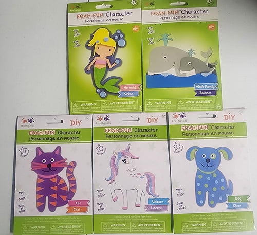 DIY Unicorn Cat Dog Whale Mermaid Kids Foam Art Craft Kit Bundle Lot
