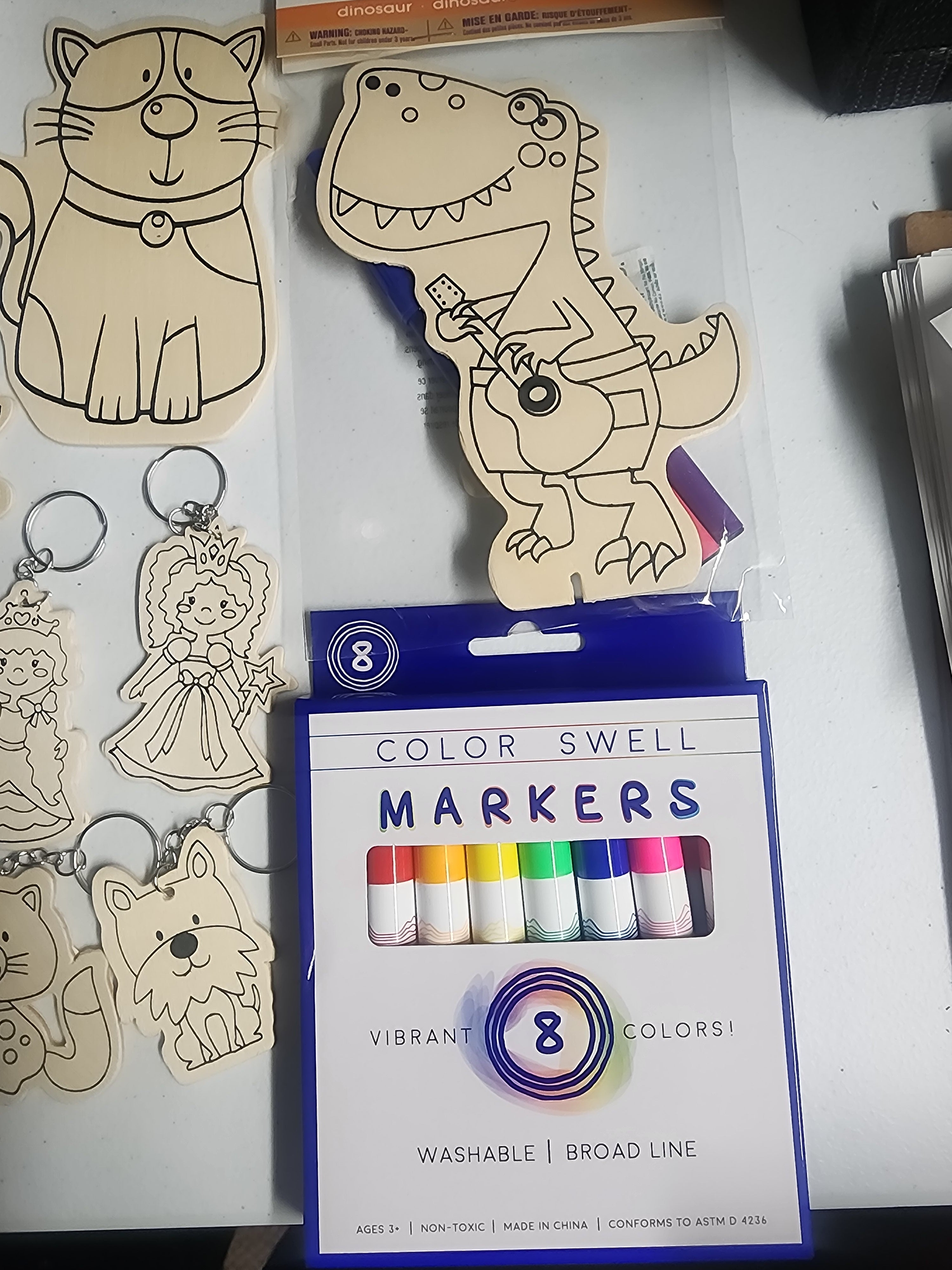 DIY Wood Dinosaur Unicorn Cat Dog Keychains Kids Art Craft Kit Bundle Lot