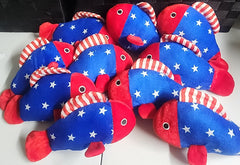 Lot of 10 Mini Patriotic Fish Stuffed Animals Party Favors Bundle