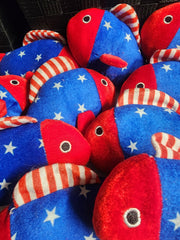 Lot of 12 Mini Patriotic Fish Stuffed Animals Party Favors Bundle