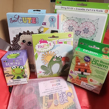 Load image into Gallery viewer, Kids Level 1 - Stamped Cross Stitch &amp; Simple Felt - Craft Subscription Box (Recommended Age 6+)