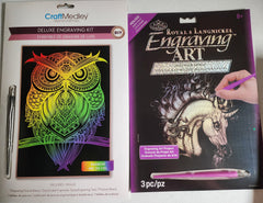 DIY Lg Rainbow Owl Holographic Unicorn Kids Engraving Art Bundle Lot