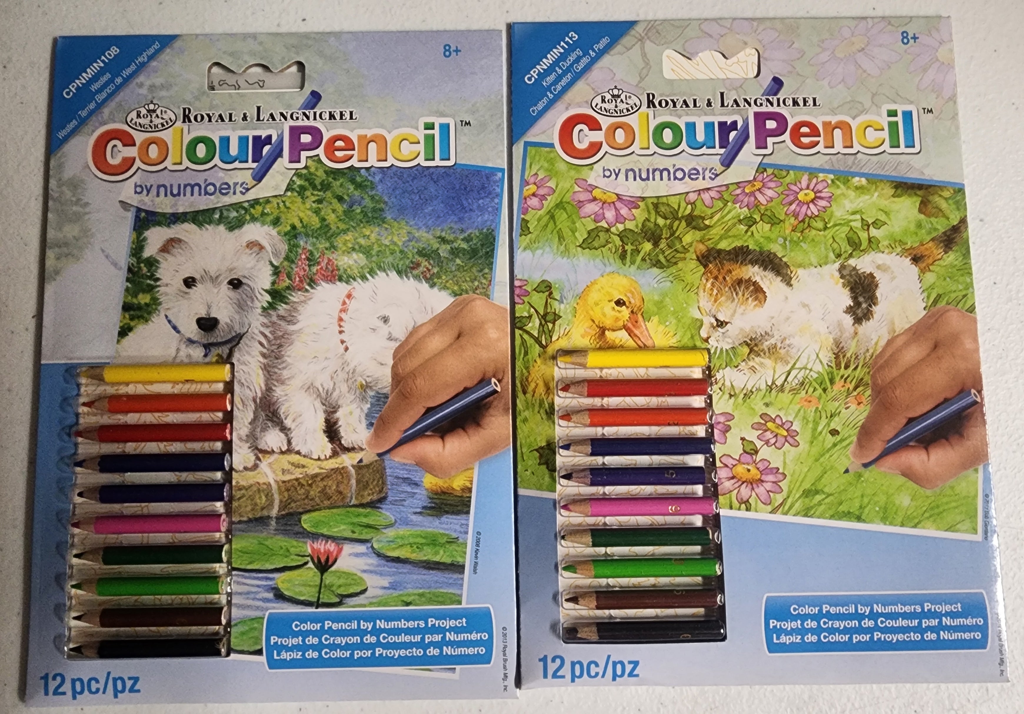 DIY Kitten Puppy Dog Cat Kids Color by Number Kit 5X7 Bundle Lot