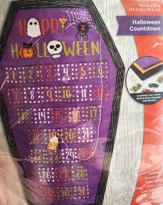 DIY Bucilla Halloween Countdown Coffin Felt Calendar Kit 89728