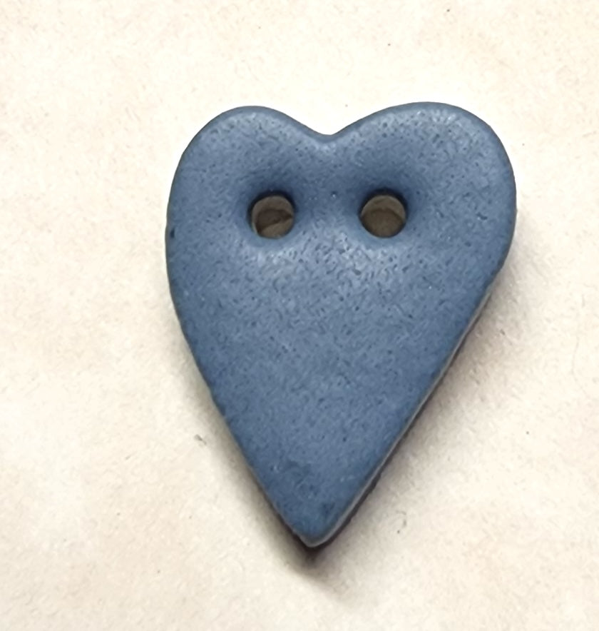 DIY Mill Hill Ceramic Button - Small Matte Blue Folk Heart