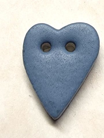 DIY Mill Hill Ceramic Button - Small Matte Blue Folk Heart