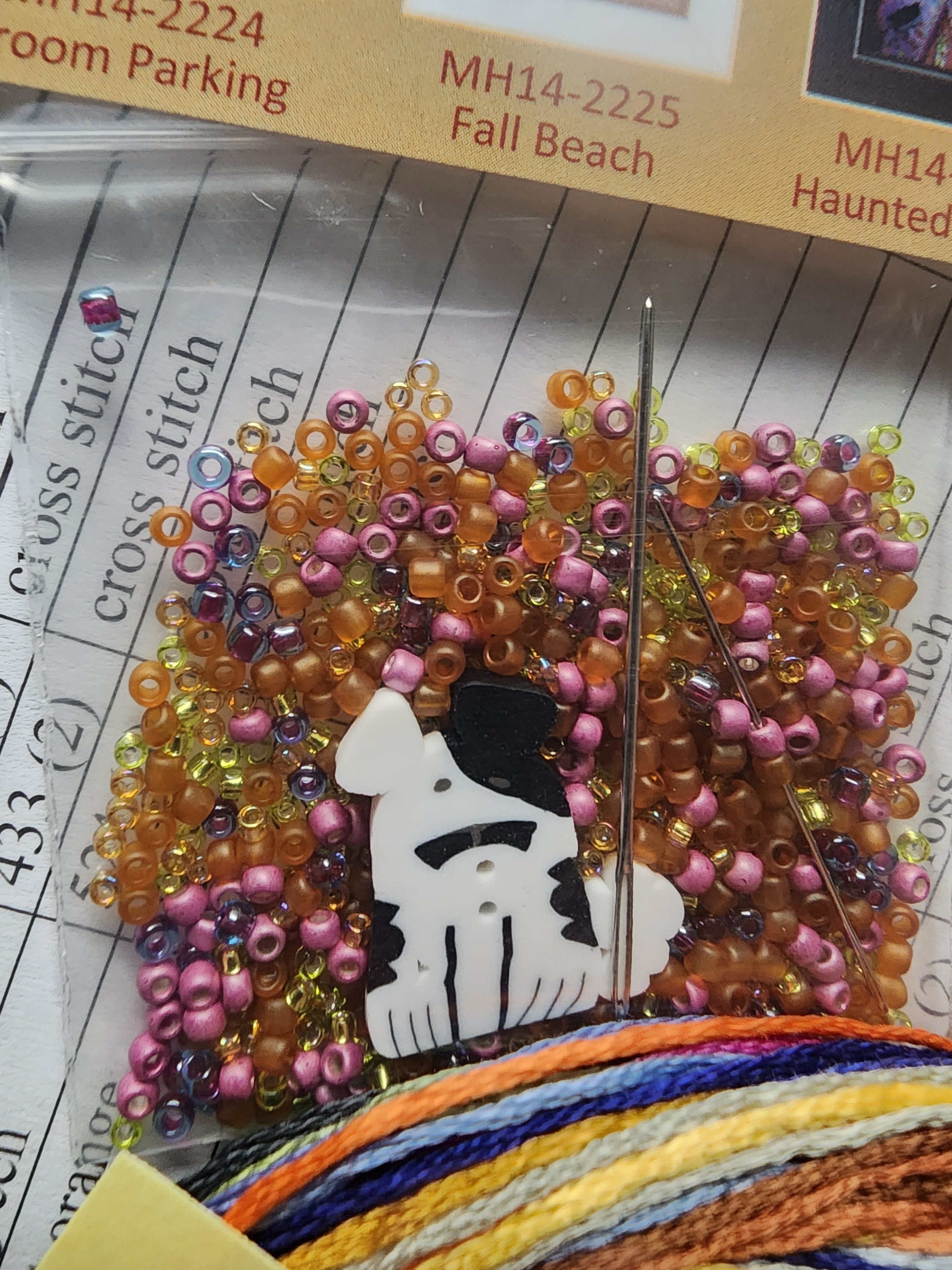 DIY Mill Hill Autumn Bench Fall Puppy Dog Button Cross Stitch Picture Kit