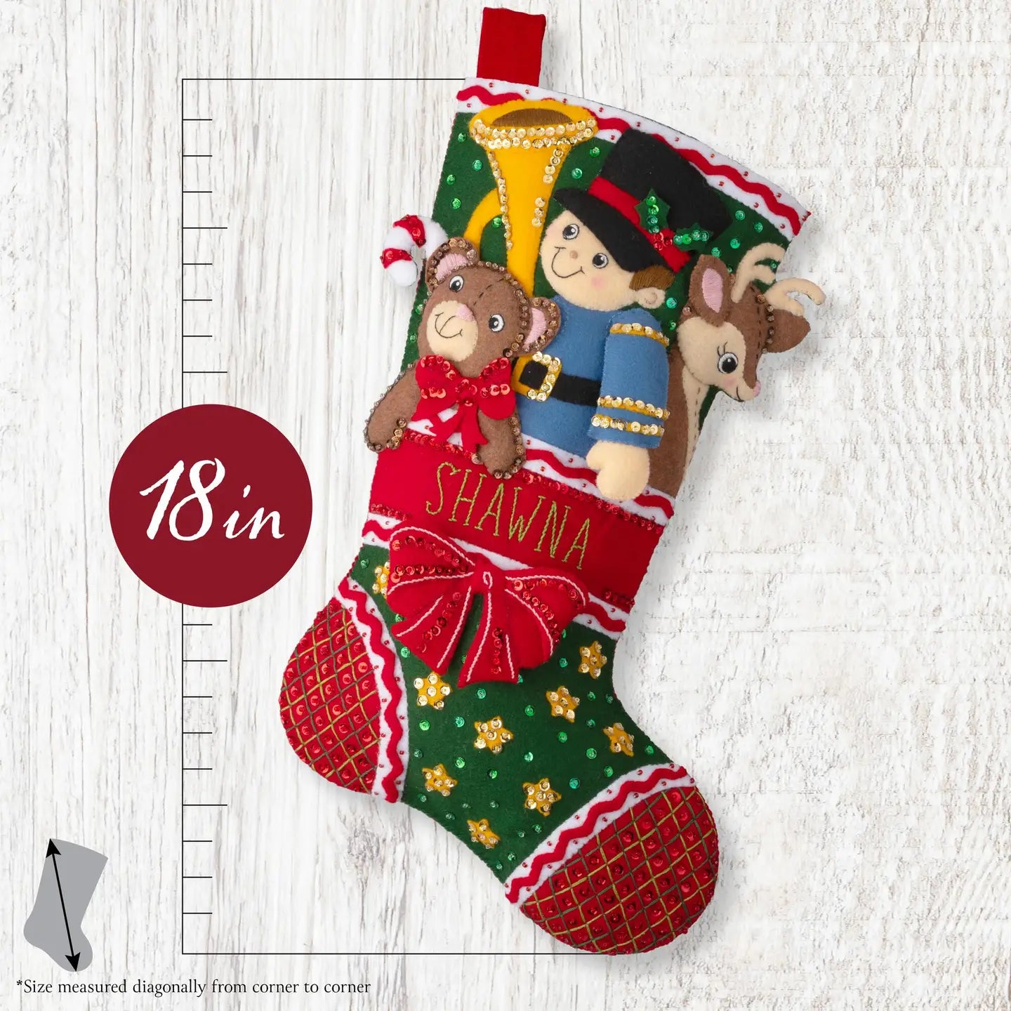 DIY Bucilla Holiday Toy Treasures Soldier Deer Christmas Felt Stocking Kit
