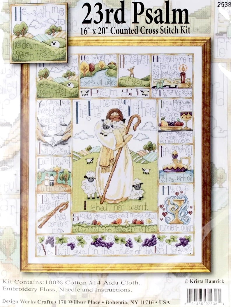 DIY Design Works Twenty Third Psalm Bible Verse Counted Cross Stitch Kit 16x20
