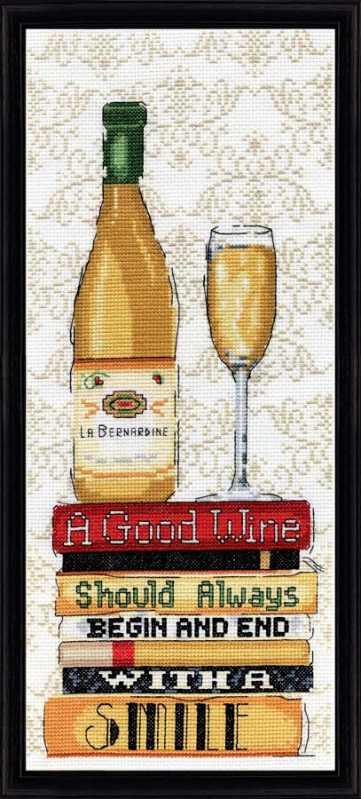 DIY Design Works White Wine Bottle Counted Cross Stitch Kit 6x14