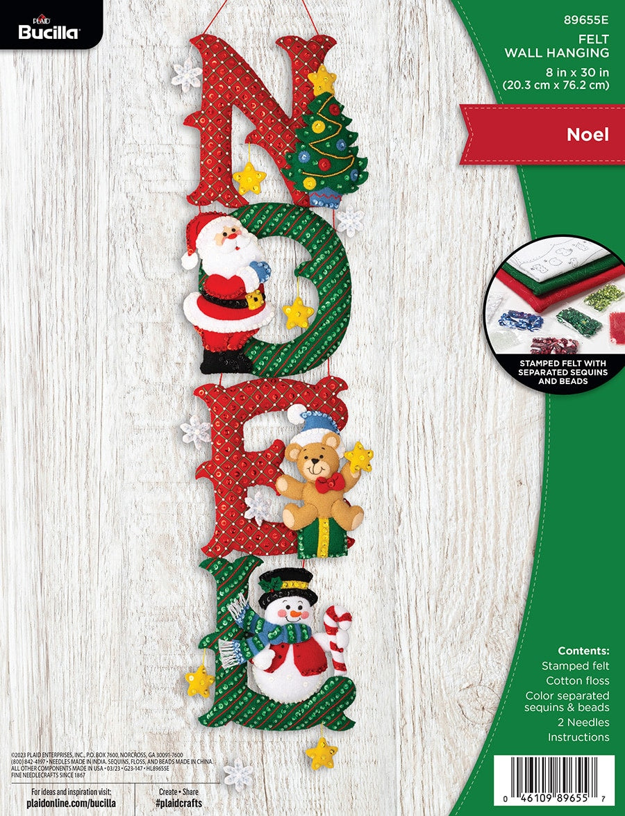 DIY Bucilla Noel Santa Christmas Holiday Felt Wall Hanging Kit 89655E