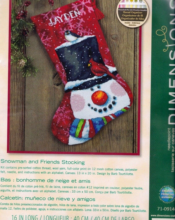 DMG DIY Dimensions Snowman and Friends Christmas Needlepoint Stocking Kit 09146