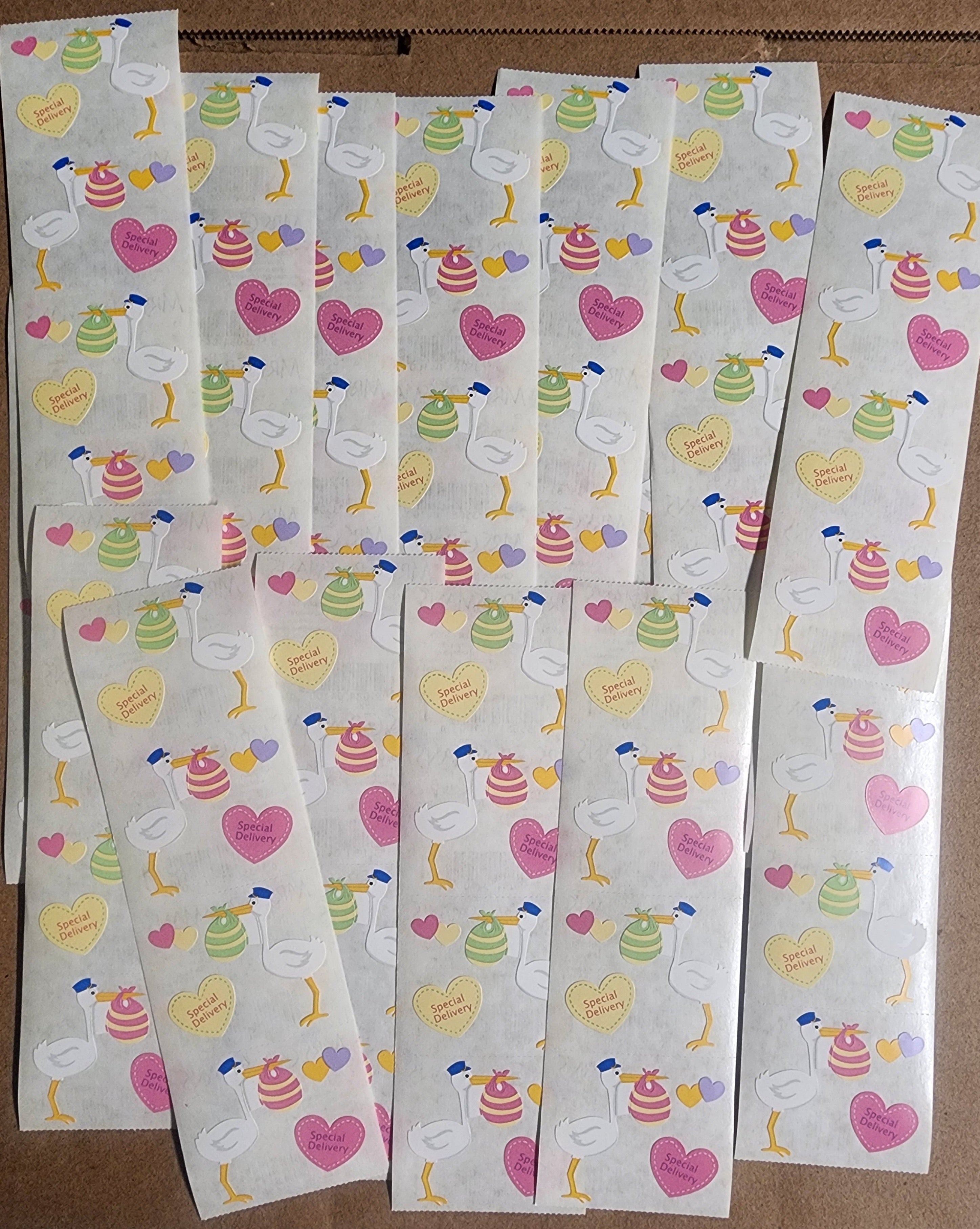 Mrs Grossman Sticker Sheet Lot 20 sheets Chubby Stork Delivery Baby