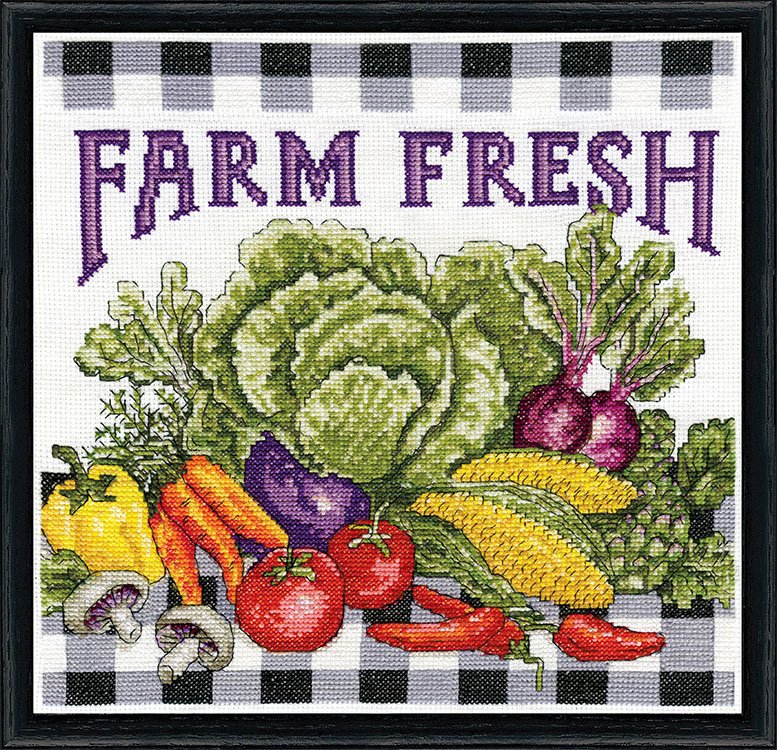 DIY Design Works Farm Fresh Vegetables Counted Cross Stitch Kit 10x10