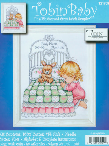 DIY Tobin Bedtime Prayer Girl Baby Birth Record Gift Counted Cross Stitch Kit